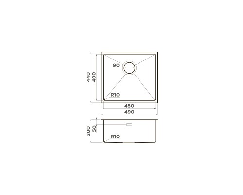 Omoikiri Taki 49-U/IF-GB Кухонная мойка нерж. сталь 49x44 см, цвет: графит 4997018