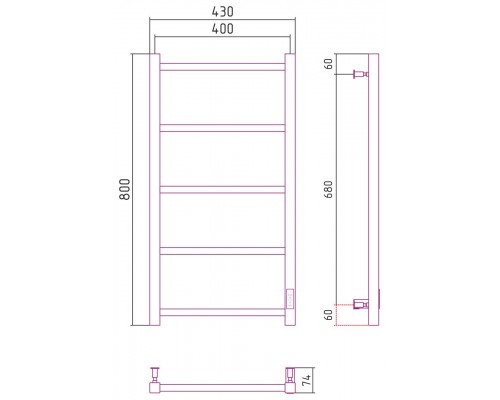 Стилье Формат 25 Полотенцесушитель электрический 43x7,4x80h см, цвет: черный 31524-8040 Стилье Формат 25 Полотенцесушитель электрический 43x7,4x80h см, цвет: черный 31524-8040