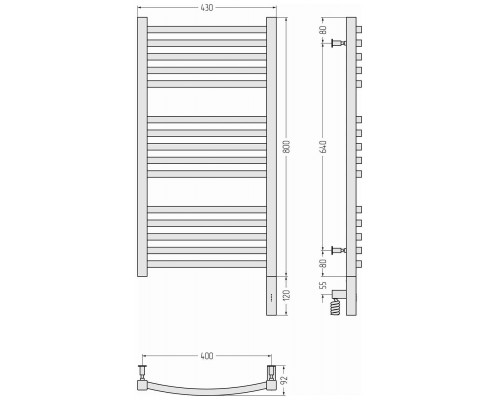 Сунержа Аркус 3.0 Полотенцесушитель электрический 43x92h см, правое, цвет: шампань 020-5705-8040