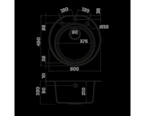 Omoikiri Miya 50-R-CH Кухонная мойка Tetogranit 50,5x49 см, цвет: шампань 4993508