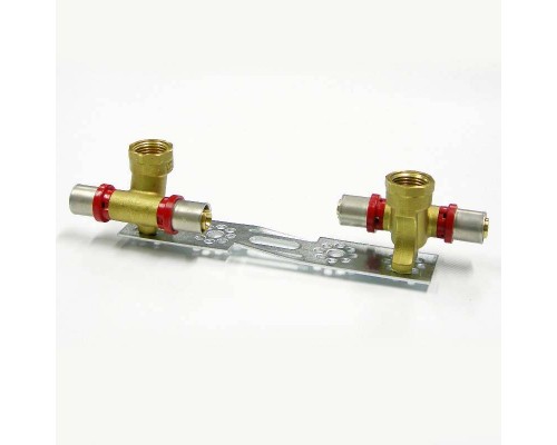 Водорозетка пресс-В проходная двойная на планке TIEMME 16x1/2"