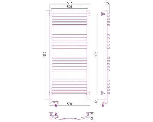 Сунержа Богема 2.0 Полотенцесушитель электрический 50x120h, лев., цвет: без покрытия 00-5202-1250
