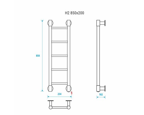 Электрический полотенцесушитель Energy H2 850x200