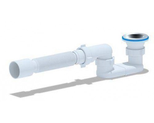 Сифон д/поддона плоск 1 1/2"x50 гофр 40х50 нерж/сетка АНИ Пласт E015