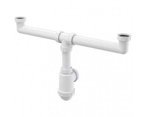 Сифон мойки 2чаши бут б/вып 1 1/2"x40/50 Alca A448-DN50/40
