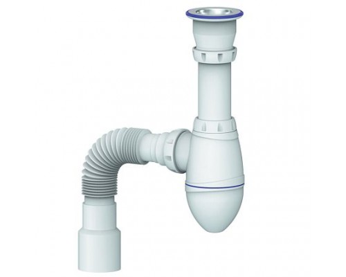 Сифон умыв бут 1 1/2"x40 гофр 40х40/50 нерж/сетка Unicorn А220