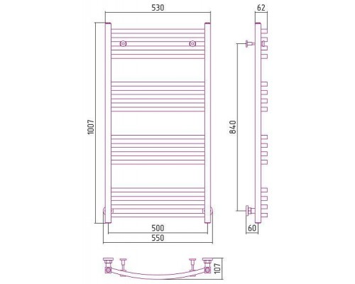 Сунержа Аркус Полотенцесушитель водяной 50x100h, цвет: без покрытия 00-0251-1050