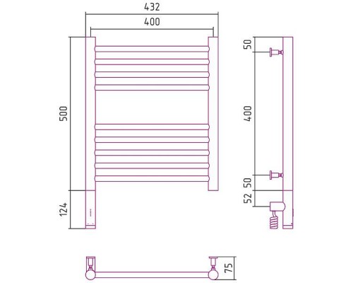 Сунержа Богема 3.0 Полотенцесушитель электрический 40x50h, лев., цвет: состар. бронза 05-5804-5040 Сунержа Богема 3.0 Полотенцесушитель электрический 40x50h, лев., цвет: состар. бронза 05-5804-5040