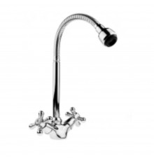 Смеситель БЕЛЫЕ КОЛОДЕЗИ д/кухни 1/2" кер. п/шпильку, с гофриров. гусаком, TYE-1030(10)