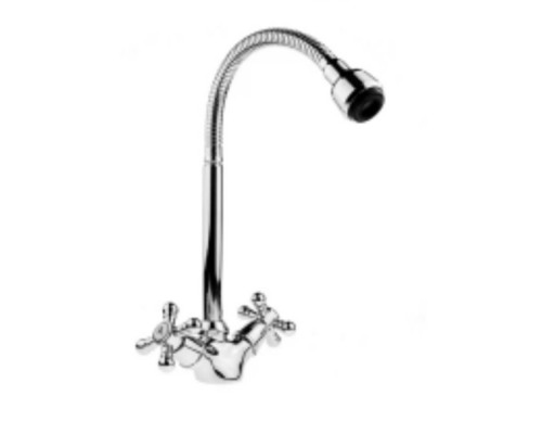 Смеситель БЕЛЫЕ КОЛОДЕЗИ д/кухни 1/2" кер. п/шпильку, с гофриров. гусаком, TYE-1030(10)