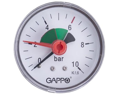 Манометр Gappo аксиальный с указателем предела 1/4" x 10 бар