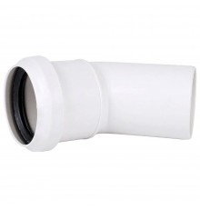 Отвод канализационный бесшумный ПП 50*15гр. мм СИНИКОН КОМФОРТ с раструбом белый (уп.50 шт)