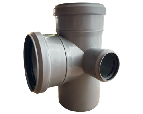 Крестовина двухпл. канализ. ПП 110*110* 50*87гр. мм правая с растр. сер. Синикон стандарт (Valsir)