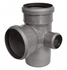 Крестовина двухпл. канализ. ПП 110*50* 110*87гр. мм лев. с растр. Сер. Синикон стандарт (Valsir)