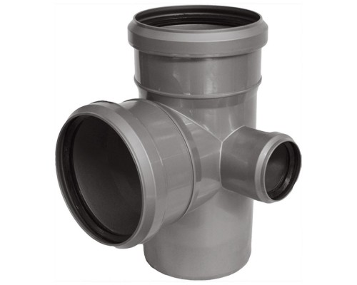 Крестовина двухпл. канализ. ПП 110*50* 110*87гр. мм лев. с растр. Сер. Синикон стандарт (Valsir)