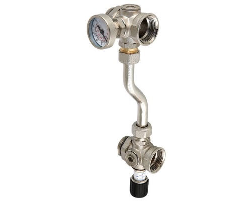 Байпас проходной с перепускным клапаном и термометром (VT.0667Т)