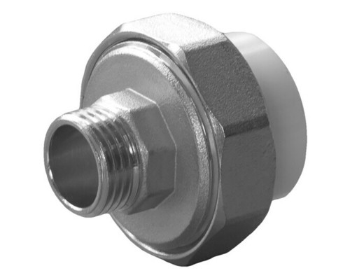 Муфта комбинированная полипропиленовая разъемная PPRC НР 40х1 1/4" наружная резьба, белая