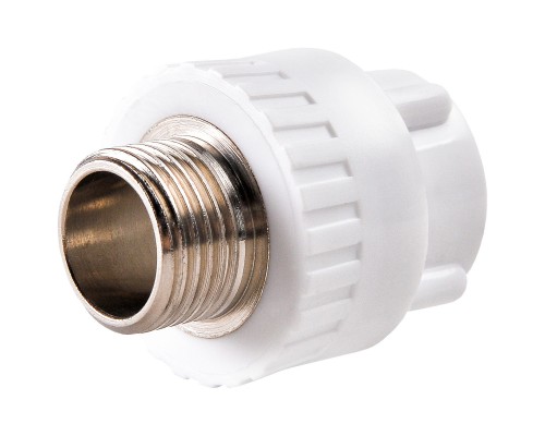 Муфта комбинированная полипропиленовая PPRC НР 32х3/4" РВК, наружная резьба, белая