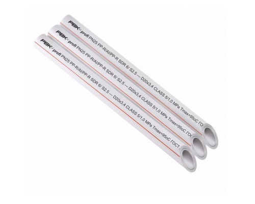 Труба полипропиленовая PPRC PN 25 / 75 *12,5 (SDR 6) РВК, армированная стекловолокном, белая