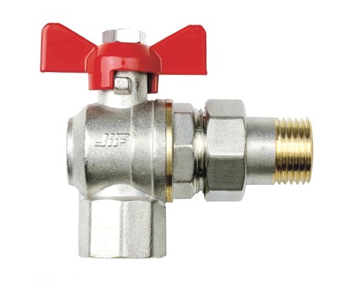 Кран шаровый угловой с накидной гайкой "бабочка" ВН внутренняя наружная 3/4" (JIF.361) уп 6 шт