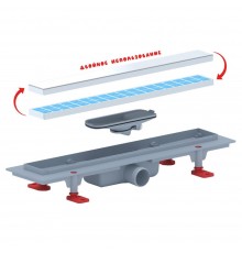 Трап линейный 450мм*62мм выход 40 мм АниПласт МОЛ сухой затвор TLQ1045