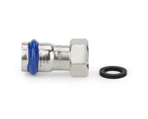 Муфта VARMEGA раструбная Inox Press с накидной гайкой 15x1/2"