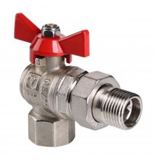 Кран шар. Valtec VT.228.N.05 BASE ВН 3/4" с американкой бабочка угловой