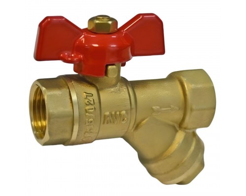 Кран VIEIR шаровой с фильтром ручка бабочка 1/2" GL133