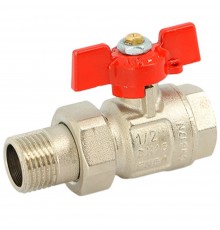Кран Uni-Fitt НВ 1/2" с разъемным соединением, полнопроходной, бабочка ETALON