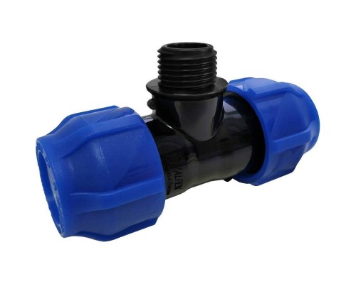 Тройник компрессионный переходной с наружной резьбой 25-1/2"-25 (Valfex) (75/15) Тройник компрессионный переходной с наружной резьбой 25-1/2"-25 (Valfex) (75/15)