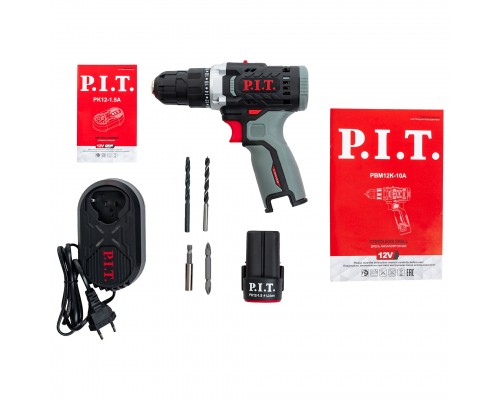 Дрель PIT аккумуляторная PBM12K-10A/1 X-DRIVER (12В,25Нм, патр10 мм, 2ск, АКБ 1,5Ач,ЗУ,коробка)