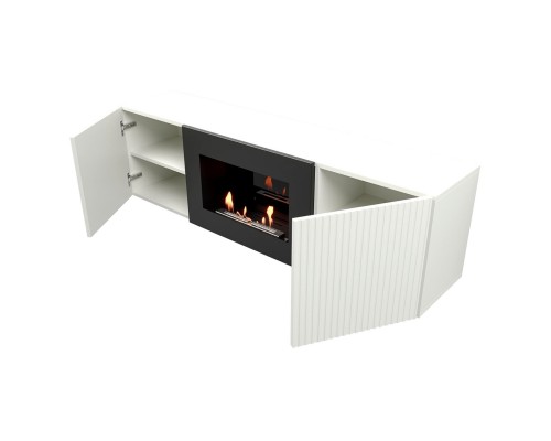 Каминокомплект: Тумба с биокамином Firelight BFP/P-1400L белая+набор керамических дров ель Каминокомплект: Тумба с биокамином Firelight BFP/P-1400L белая+набор керамических дров ель