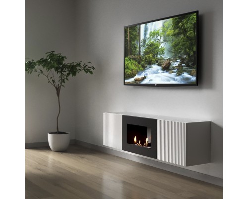 Каминокомплект: Тумба с биокамином Firelight BFP/P-1400L белая+набор керамических дров ель Каминокомплект: Тумба с биокамином Firelight BFP/P-1400L белая+набор керамических дров ель