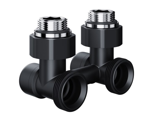 Узел нижнего подключения Royal Thermo Design угловой 1/2"х3/4" EK (черный)