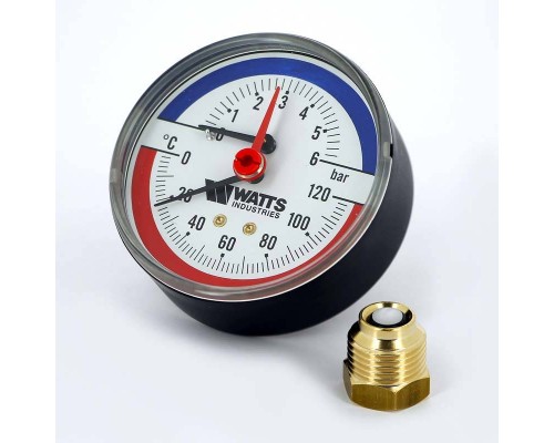 Термоманометр аксиальный F+R818 WATTS Ind 6 бар 120°C 1/2"