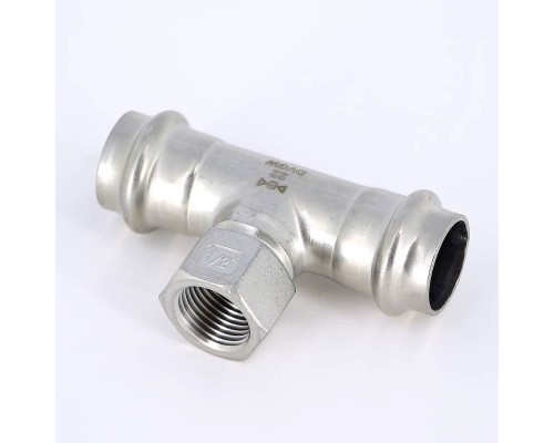 Тройник В-пресс IBP 22 x 1/2" x 22 нерж.сталь Тройник В-пресс IBP 22 x 1/2" x 22 нерж.сталь