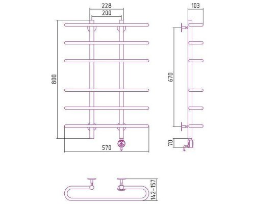 Стилье Формат 15 Полотенцесушитель электрический 60x80h, цвет без покрытия 00514-8060