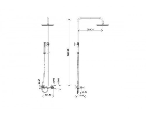 Boheme Stick Душевая стойка с верхним душем 30х57х112,5h см, цвет: хром 128-GG.2