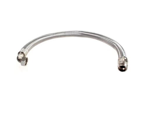 Гибкая подводка для воды НВ 1'', с угловым отводом, 80 см, DN 25, оплетка из нержавеющей стали,