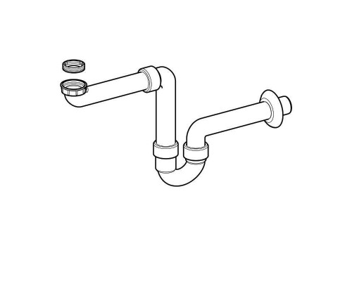 Сифон трубный Geberit для умывальника, гор. выпуск, d 40 мм, G 1 1/2 x 1 1/4", белый