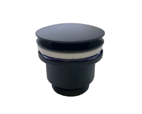 Выпуск 60 мм решетка, H=45 мм, выход 1 1/4", пробка "кнопка", металл, матовый черный