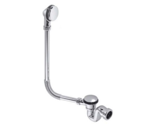 Сифон латунный для ванн с выпуском и переливом (1 1/4х40мм, L640ммxD25мм, сливная решётка/пробка ти