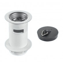 Выпуск (H90мм, D60мм нержавейка сливная решётка) с внутренним переливом, контргайкой и пробкой под ц