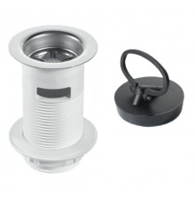 Выпуск (H90мм, D60мм нержавейка сливная решётка) с внутренним переливом, контргайкой и пробкой с кру