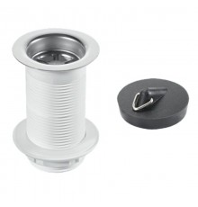 Выпуск (H90мм, D60мм нержавейка сливная решётка) без перелива, с контргайкой и пробкой под цепочку;