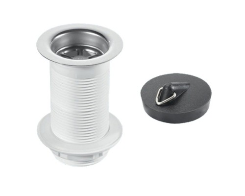 Выпуск (H90мм, D60мм нержавейка сливная решётка) без перелива, с контргайкой и пробкой с круглым дер