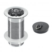 Выпуск 60 мм решетка без перелива, контргайка и пробка под цепочку, H=90 мм, выход 1 1/4", хром