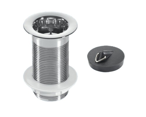 Выпуск 60 мм решетка без перелива, контргайка и пробка под цепочку, H=90 мм, выход 1 1/4", хром