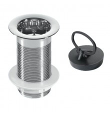 Выпуск (H90мм, D60мм сливная решётка) без перелива, с контргайкой и пробкой с круглым держателем; вы