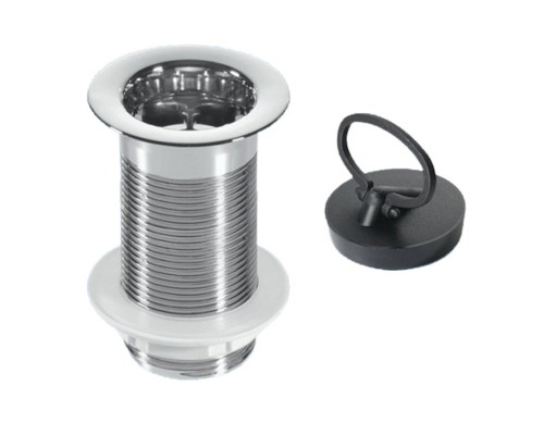 Выпуск (H90мм, D60мм сливная решётка) без перелива, с контргайкой и пробкой с круглым держателем; вы